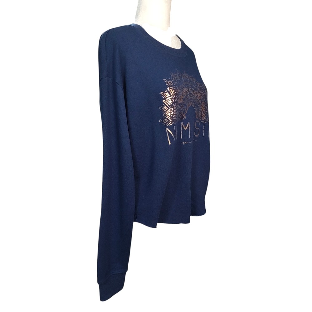 Spiritual Gangster Namaste Graphic Sweatshirt Navy Blue Gold Yoga Athleisure - M - Picture 4 of 9